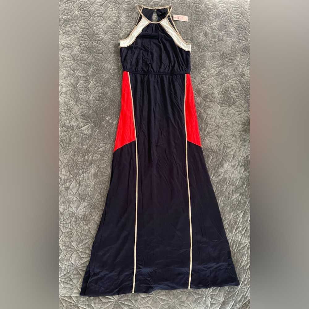 Ann Taylor Maxi Dress Sleeveless Navy Patriotic